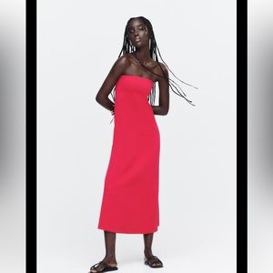 NWT ZARA fuschia strapless dress